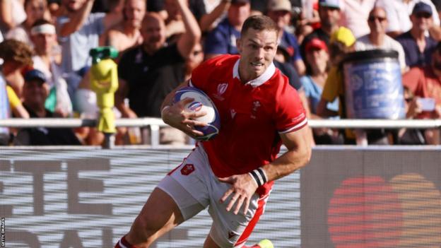 George North scoring for Wales against Georgia