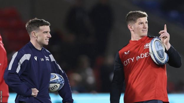 George Ford (left) and Owen Farrell (right) chatting ahead of the game