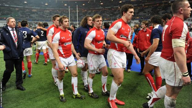 George North leaves the field during his Six Nations debut against France in 2011