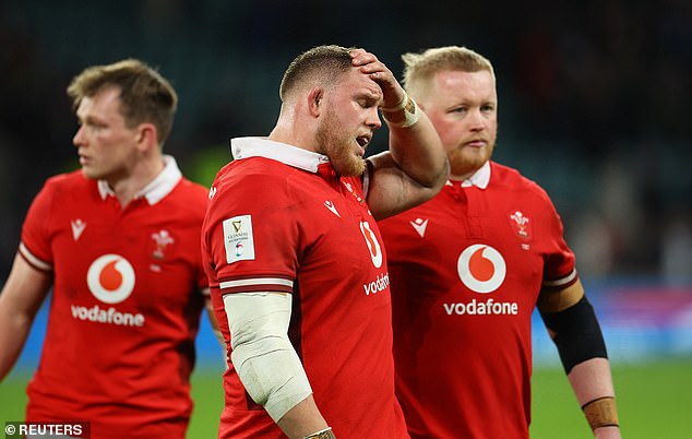 Wales prop Corey Domachowski looks disheartened as despite a strong performance his side fell to defeat