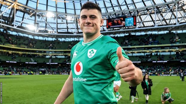 Dan Sheehan celebrates after Six Nations win over Italy