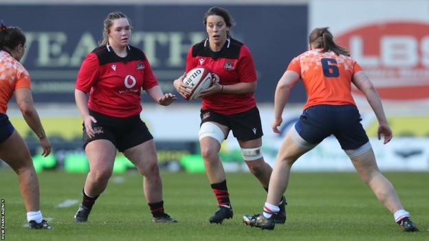 Sioned Harries in Wales training