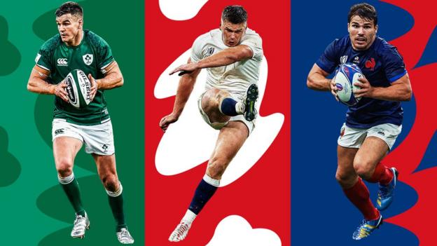 Johnny Sexton, Owen Farrell and Antoine Dupont