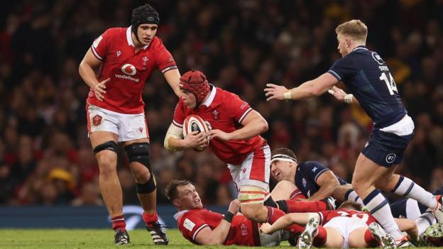 Wales' James Botham against Scotland