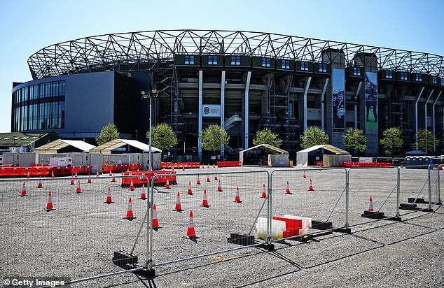 Twickenham stadium's car park pictured during the Covid-19 pandemic in April 2020