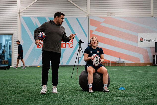 Members of England's women's team worked with men's captain Jamie George ahead of their weekend clash against Wales