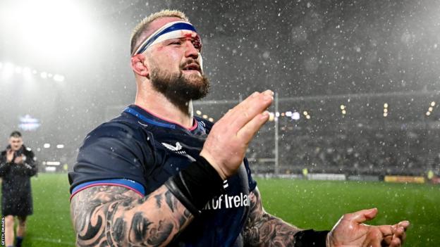 Andrew Porter pictured after Leinster's win over La Rochelle in December