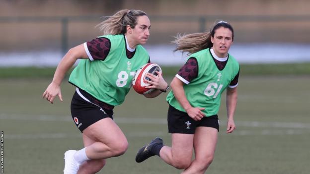 Courtney Keight and Kayleigh Powell in Wales training