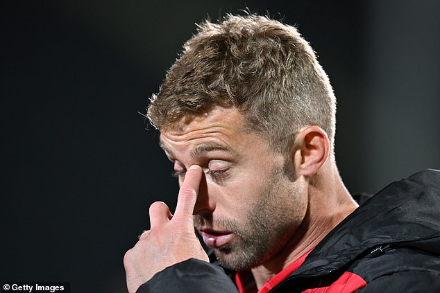 Crusaders fans might be asking more questions about Penney's job at the end of the season as the team struggles in third-last place (pictured, Crusaders star Leigh Halfpenny reacts after a recent loss)