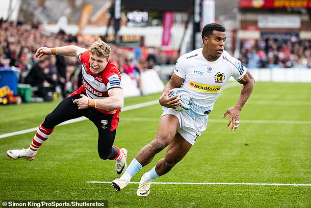 Immanuel Fey-Waboso (right) has burst onto the scene at Exeter, and has also made a bright start to his international career with England