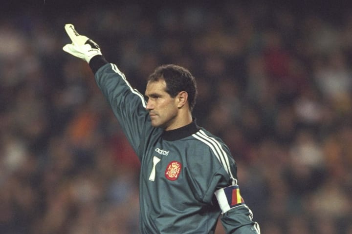 Andoni Zubizaretta of Spain in action