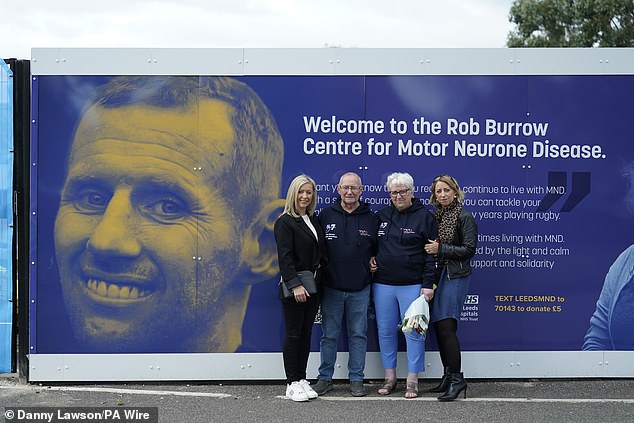 The Rob Burrow Centre for Motor Neurone Disease, which will cost around £6million, will help people living in and around Leeds who are battling MND. Pictured left to right: Rob's sister Claire Burnett, father Geoff, mother Irene and sister Joanne Hartshorne