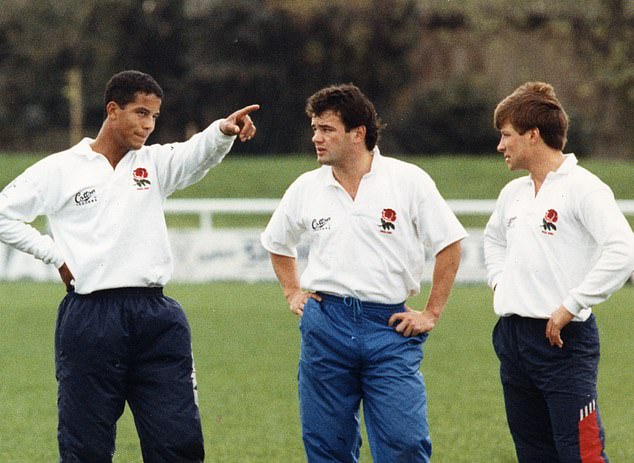 Rowell got the best out of England trio Jeremy Guscott (left), Will Carling (centre) and Rob Andrew (right) during his time in charge of the national team