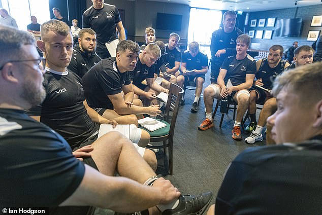 A forwards meeting was led by coach Ward inside the Kingston Park stadium during the visit