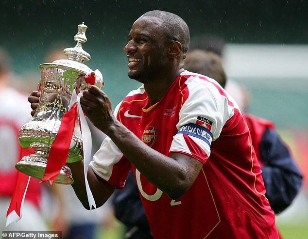 Itoje reveals he is a big Arsenal fan and idolised Patrick Vieira (pictured), labelling him a 'hero'