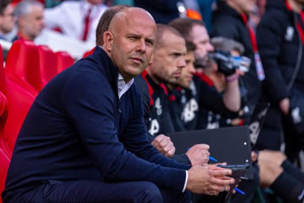 LIVERPOOL, ENGLAND - Saturday, September 21, 2024: Liverpool's head coach Arne Slot during the FA Premier League match between Liverpool FC and AFC Bournemouth at Anfield. (Photo by David Rawcliffe/Propaganda)