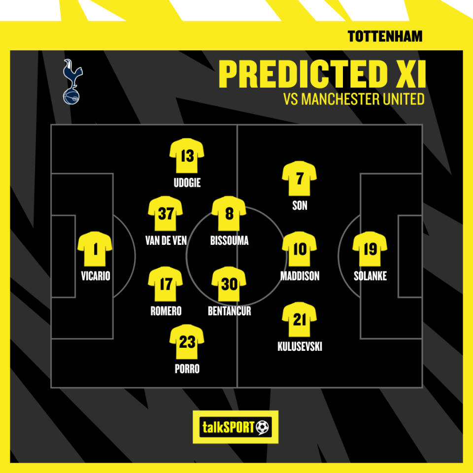 Tottenham's XI is very steady with only a few positions up for grabs