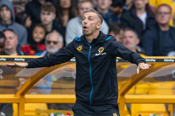 WOLVERHAMPTON, ENGLAND - Saturday, September 16, 2023: Wolverhampton Wanderers' manager Gary O'Neil during the FA Premier League match between Wolverhampton Wanderers FC and Liverpool FC at Molineux Stadium. Liverpool won 3-1. (Pic by David Rawcliffe/Propaganda)