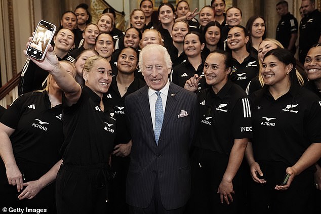 New Zealand warmed up for the match by meeting King Charles at Buckingham Palace