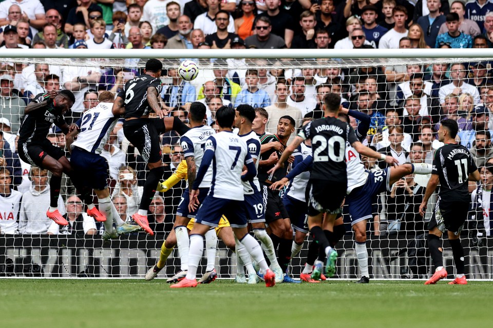 Gabriel rose highest to bag another goal from a corner for Arsenal