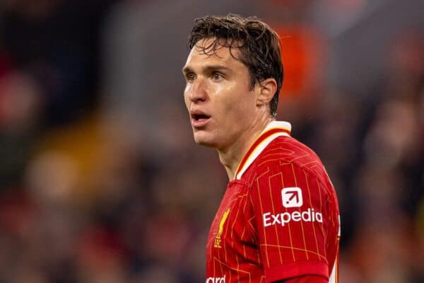 LIVERPOOL, ENGLAND - Wednesday, September 25, 2024: Liverpool's Federico Chiesa during the Football League Cup 3rd Round match between Liverpool FC and West Ham United FC at Anfield. (Photo by Ryan Brown/Propaganda)