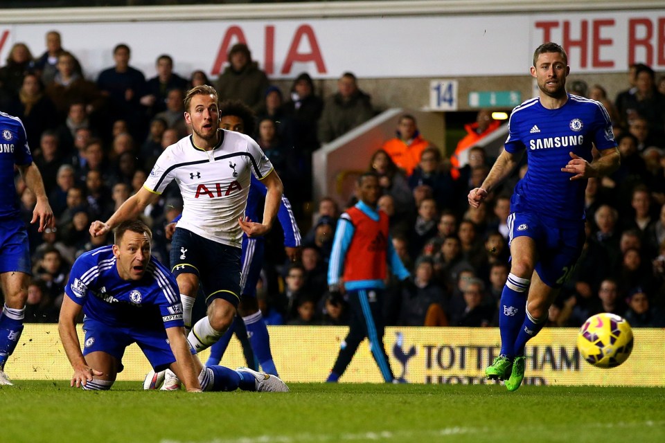 Kane scored two goals to inflict a heavy defeat on Chelsea and Cahill