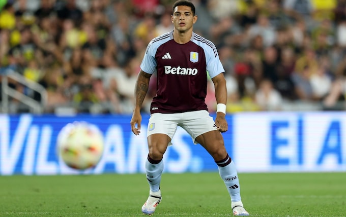 Diego Carlos in pre-season action for Aston Villa.