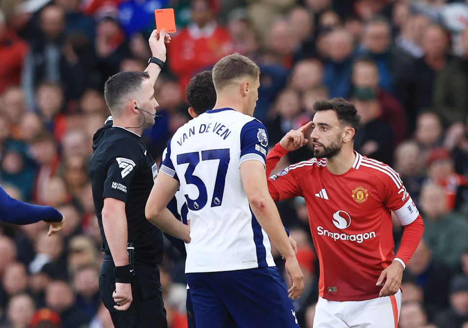 Fernandes was harshly sent off by referee Chris Kavanagh at Old Trafford