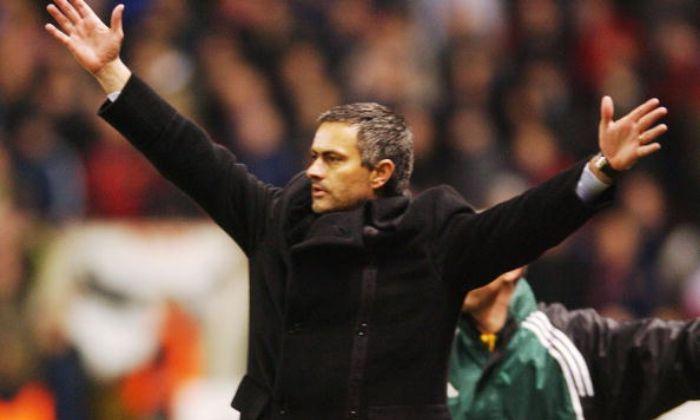 Mourinho joined in the celebrations at Old Trafford with his iconic touchline sprint