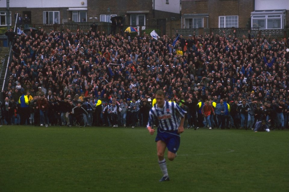 When Brighton played their final game at the Goldstone Ground fans invaded the pitch at the final whistle on April 26, 1997