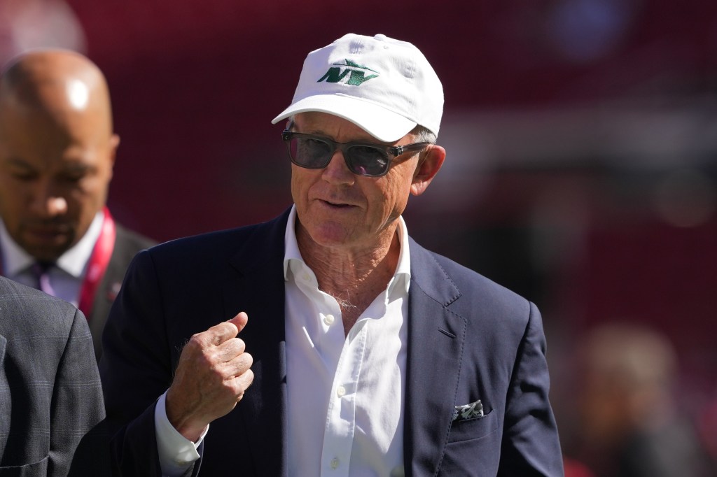 Jets owner Woody Johnson walks on the field before the game against the San Francisco 49ers at Levi's Stadium.