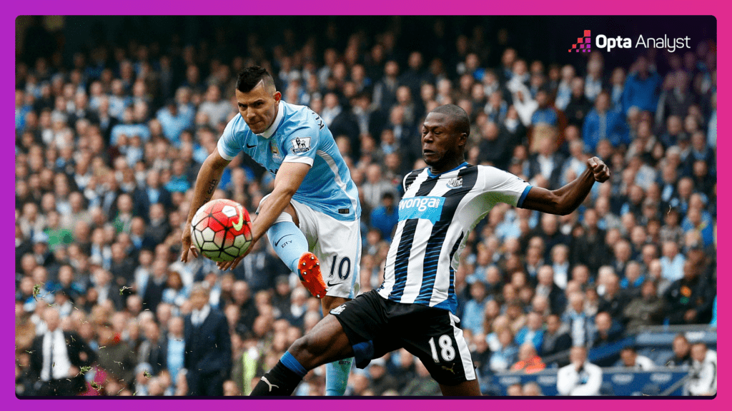 Aguero scores v Newcastle 2015