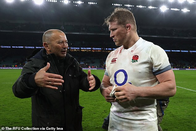 Hartley served as England captain under head coach Eddie Jones, left, from 2016 until 2019