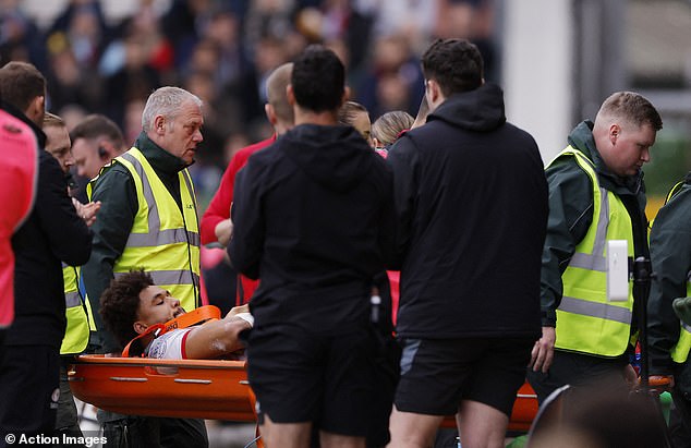 There was a long delay while the flanker was treated before he left the field on a stretcher