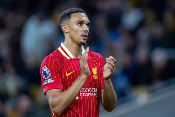 WOLVERHAMPTON, ENGLAND - Saturday, September 28, 2024: Liverpool's Trent Alexander-Arnold during the FA Premier League match between Wolverhampton Wanderers FC and Liverpool FC at Molineux Stadium. (Photo by David Rawcliffe/Propaganda)