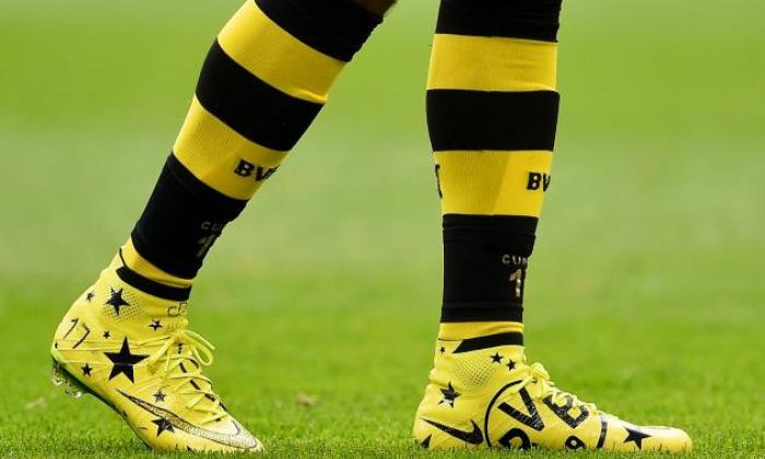 Aubameyang warmed up for a match wearing a pair of Nike boots encrusted with Swarovski crystals