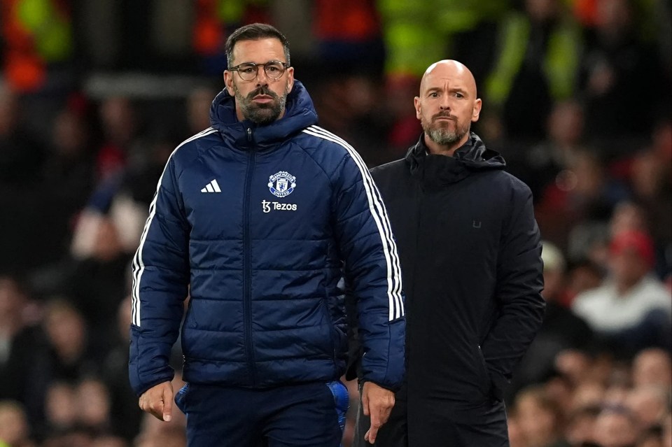 Van Nistelrooy was seen having a tense conversation with Ten Hag during United's game against Aston Villa