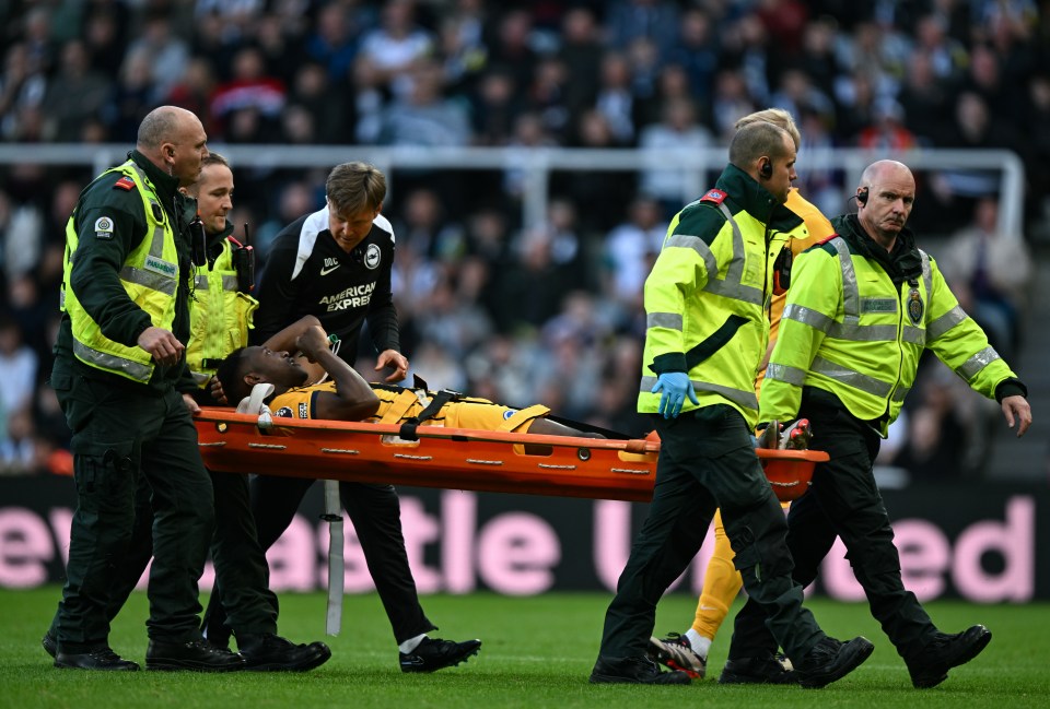 Welbeck had to be taken off the pitch on a stretcher and will undergo a scan