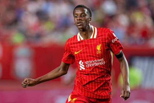 PHILADELPHIA - Wednesday, July 31, 2024: Liverpool's Trey Nyoni during a pre-season friendly match between Liverpool FC and Arsenal FC at the Lincoln Financial Field on day eight of the club's pre-season tour of the USA. Liverpool won 2-1. (Photo by David Rawcliffe/Propaganda)