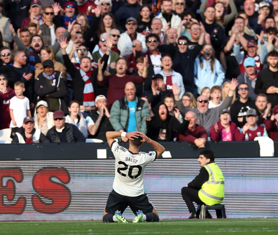 Dalot was heckled by the Hammers fans behind the goal