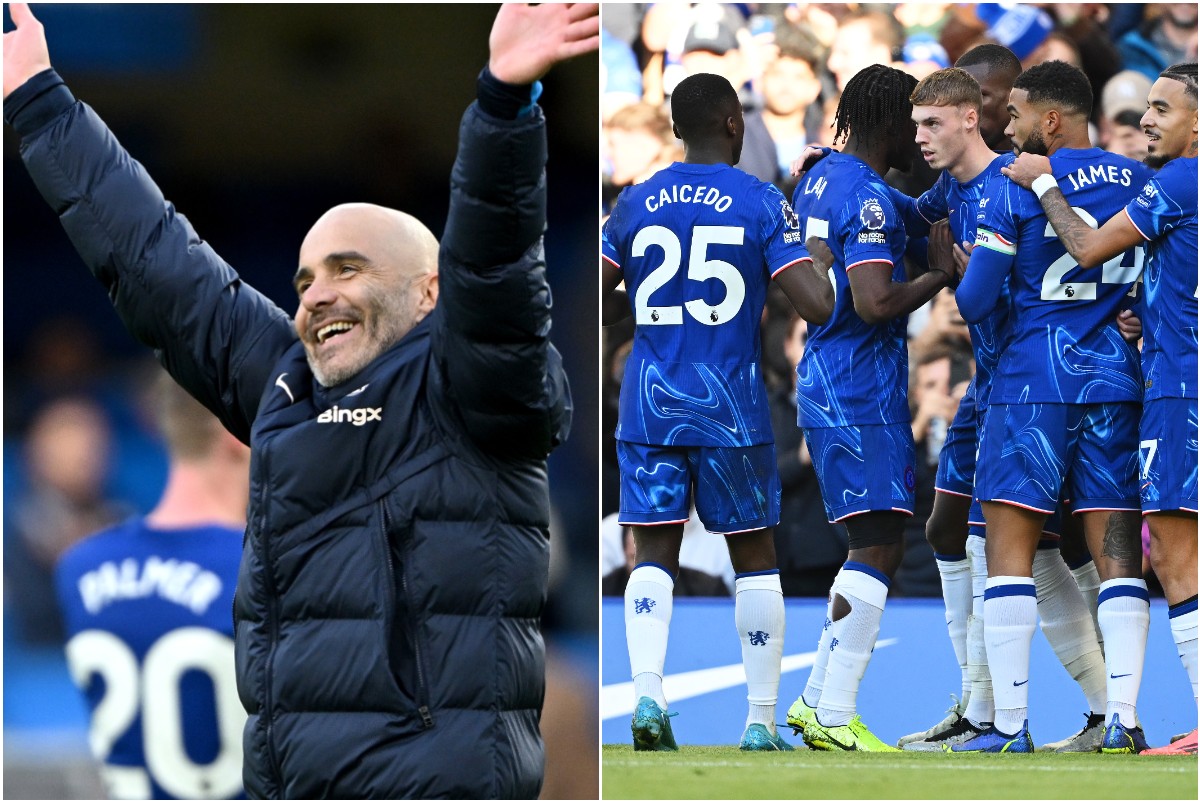 Enzo Maresca and Moises Caicedo of Chelsea