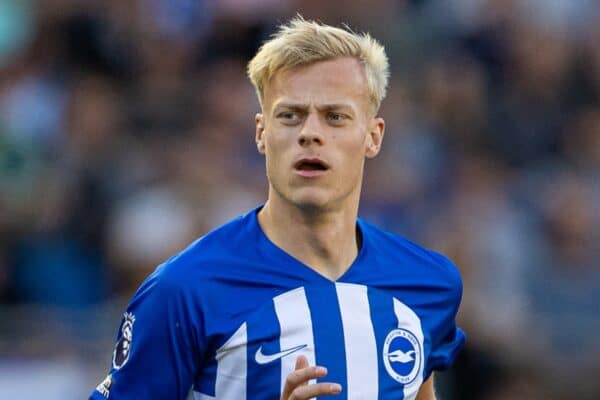 BRIGHTON & HOVE, ENGLAND - Sunday, October 8, 2023: Brighton & Hove Albion's Jan Paul van Hecke during the FA Premier League match between Brighton & Hove Albion FC and Liverpool FC at the American Express Community Stadium. The game ended in a 2-2 draw. (Pic by David Rawcliffe/Propaganda)