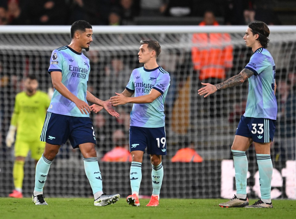 Saliba is back after his one-match Premier League ban for denying a clear goalscoring opportunity