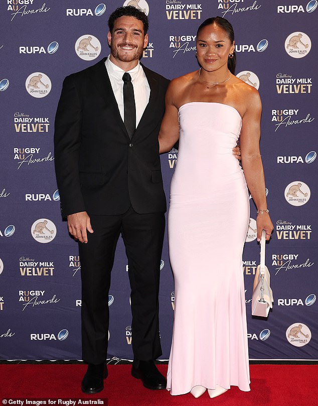 Footy star couple Faith Nathan and Mark Gonzalez also dazzled as they rocked up at Aussie rugby union's night of nights