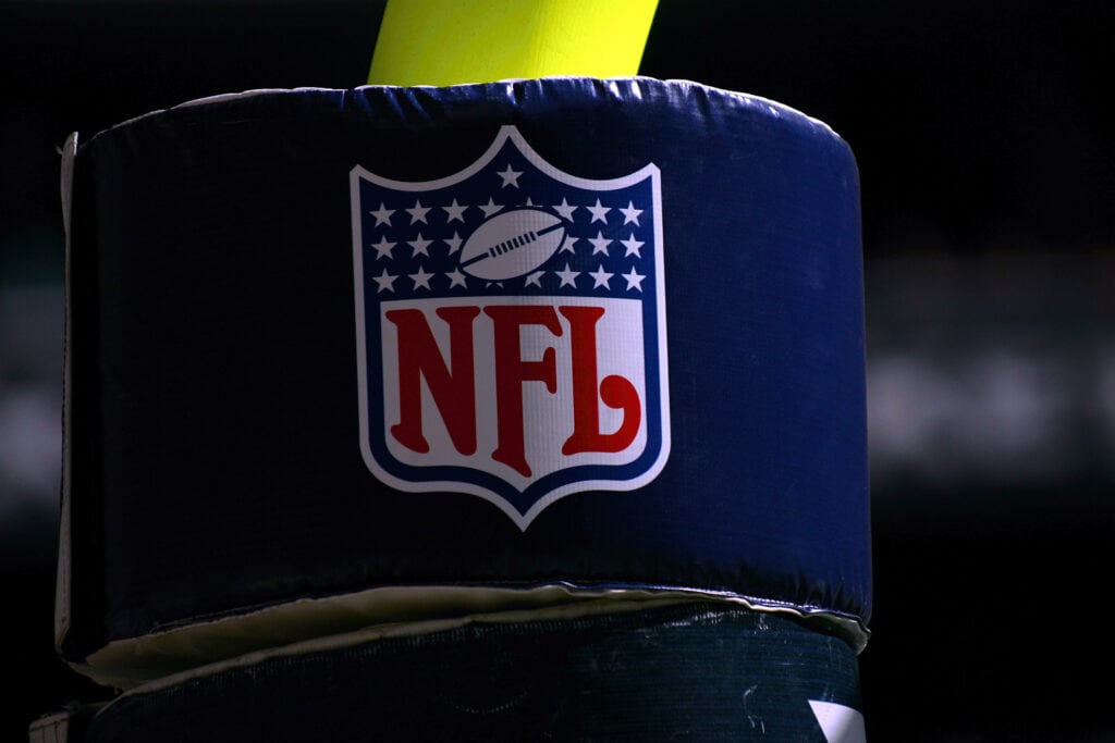 HOUSTON - NOVEMBER 27: The National Football League logo is seen on a goal post during the game between the St. Louis Rams and the Houston Texans on November 27, 2005 at Reliant Stadium in Houston, Texas. The Rams defeated the Texans 33-27 in overtime