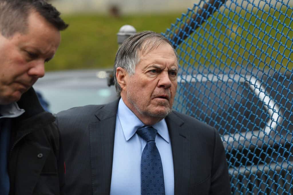 ORCHARD PARK, NEW YORK - DECEMBER 31: Head coach Bill Belichick of the New England Patriots arrives prior to a game against the Buffalo Bills at Highmark Stadium on December 31, 2023 in Orchard Park, New York.