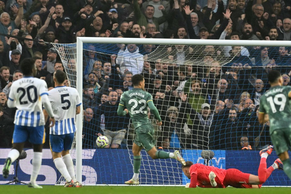 Johnson's low finish gave Spurs the lead at Brighton