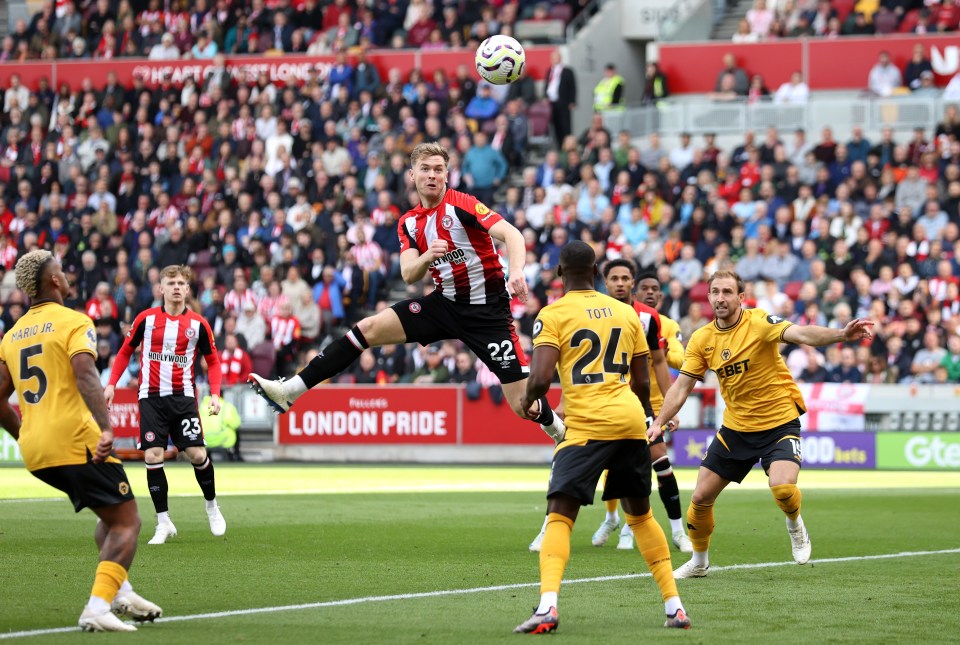 Collins scored early on against Wolves to give Brentford an early lead