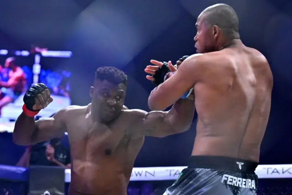 Francis Ngannou punches Renan Ferreira