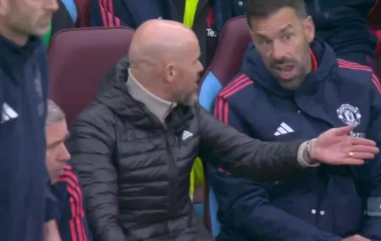 Fans were left wondering  if there was a fallout between Ten Hag and his assistant at the weekend